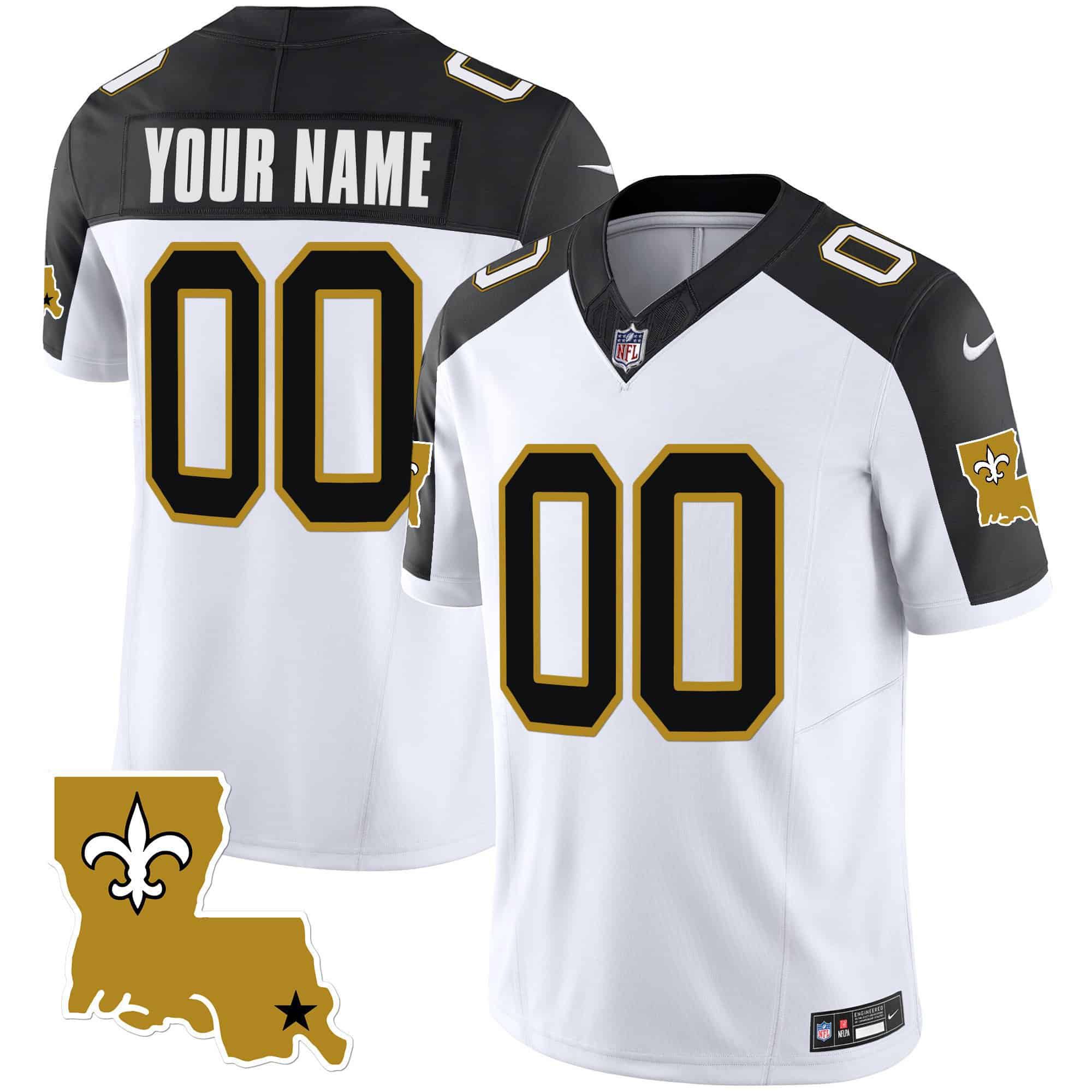 Men New Orleans Saints White 2024 Nike 1987 Legacy Vapor Custom NFL Jersey style 1